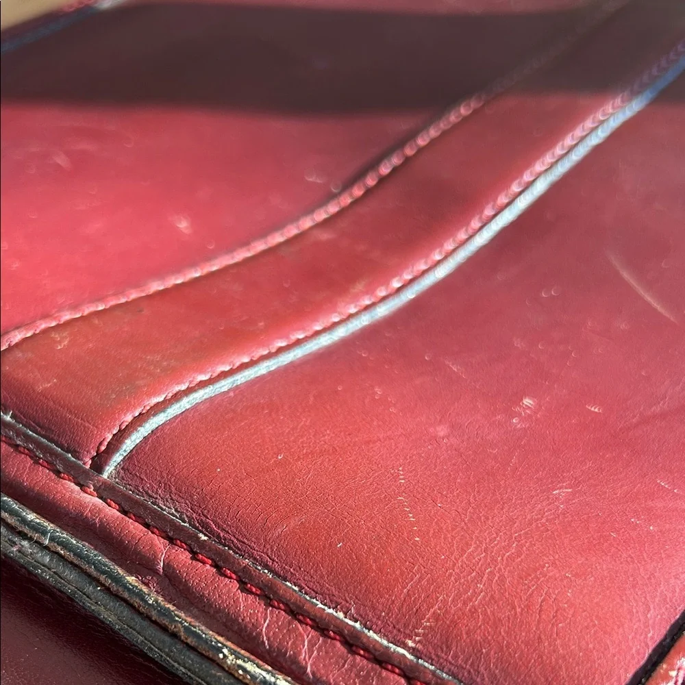 Vintage 1980’s Top Grain Leather Red Burgundy Portfolio Attaché Briefcase